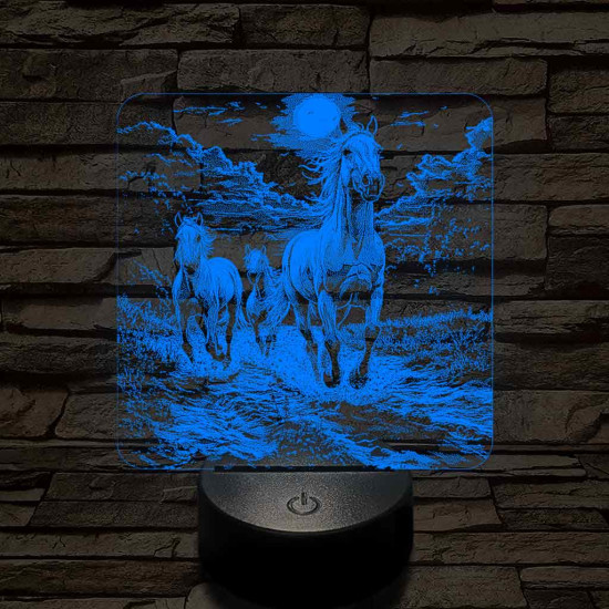 Vizen vágtázó lovak 7 színű valósághű 3D led lámpa