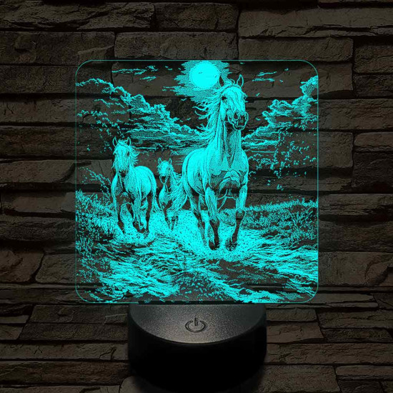 Vizen vágtázó lovak 7 színű valósághű 3D led lámpa