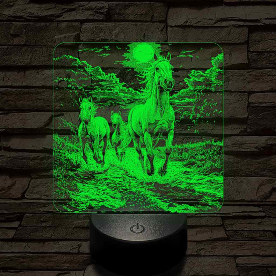 Vizen vágtázó lovak 7 színű valósághű 3D led lámpa