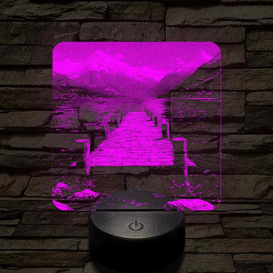 Stég a hegyekben 7 színű valósághű 3D led lámpa