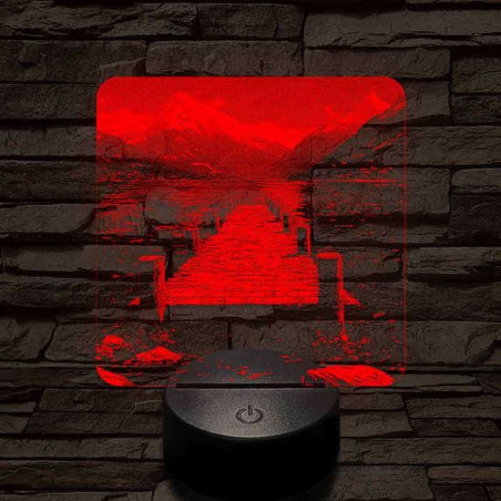 Stég a hegyekben 7 színű valósághű 3D led lámpa