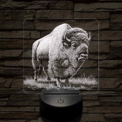 Tiszteletet parancsoló bölény 7 színű valósághű 3D led lámpa