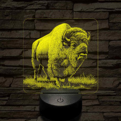 Tiszteletet parancsoló bölény 7 színű valósághű 3D led lámpa