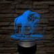 Tiszteletet parancsoló bölény 7 színű valósághű 3D led lámpa