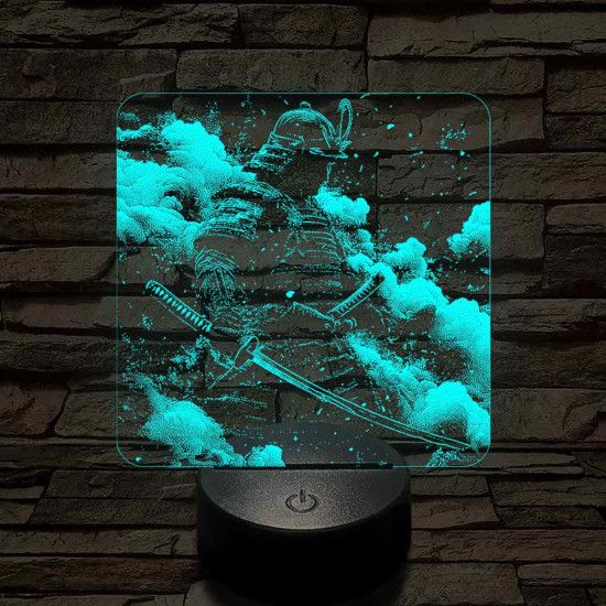 Diadalmas szamuráj 7 színű valósághű 3D led lámpa