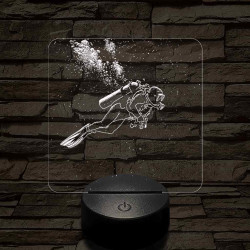 Női búvár feltérképezi az óceánt 7 színű valósághű 3D led lámpa