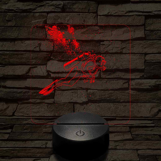 Női búvár feltérképezi az óceánt 7 színű valósághű 3D led lámpa