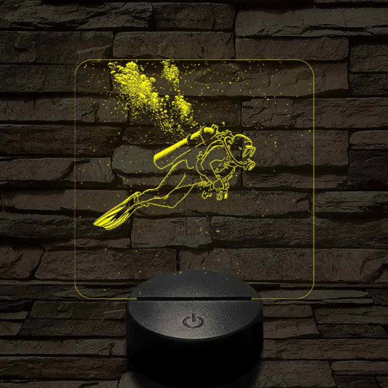 Női búvár feltérképezi az óceánt 7 színű valósághű 3D led lámpa