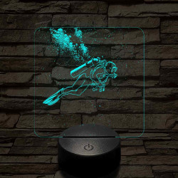 Női búvár feltérképezi az óceánt 7 színű valósághű 3D led lámpa