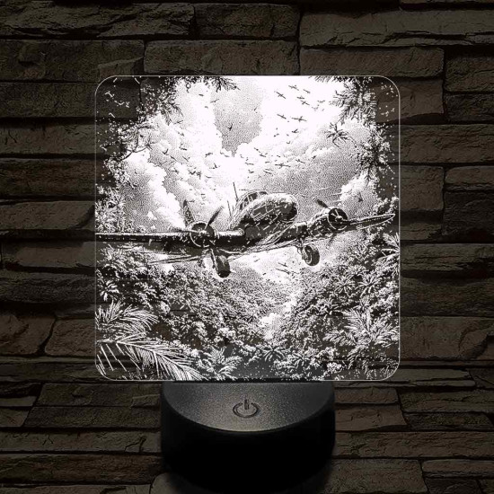 Felderítő repülőgép a Dzsungelben 7 színű valósághű 3D led lámpa