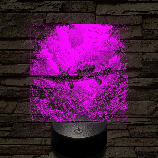 Felderítő repülőgép a Dzsungelben 7 színű valósághű 3D led lámpa