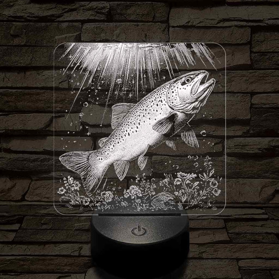 Foltos pisztránghal 7 színű valósághű 3D led lámpa