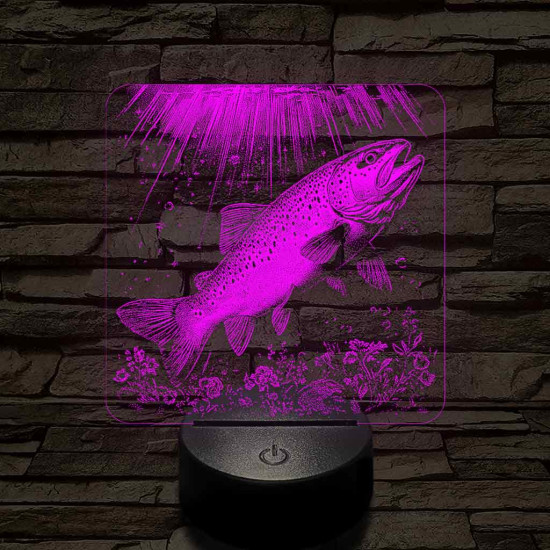 Foltos pisztránghal 7 színű valósághű 3D led lámpa