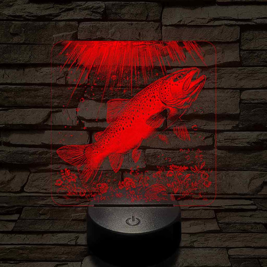 Foltos pisztránghal 7 színű valósághű 3D led lámpa
