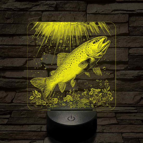 Foltos pisztránghal 7 színű valósághű 3D led lámpa