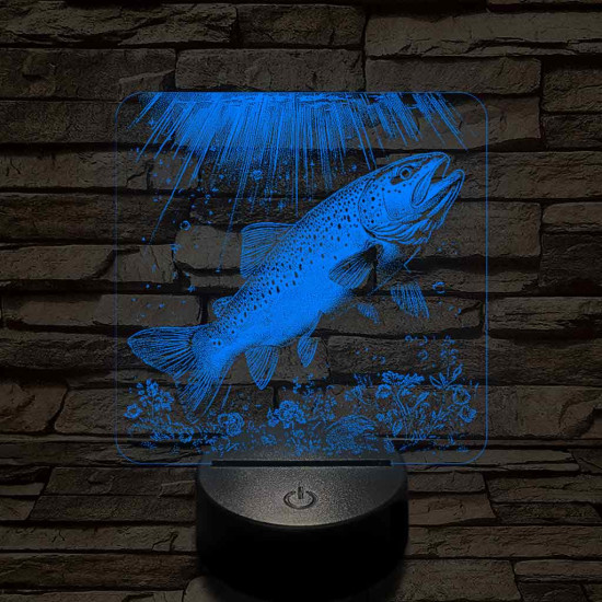 Foltos pisztránghal 7 színű valósághű 3D led lámpa