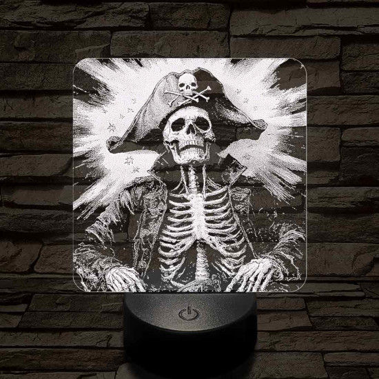 Élőholt kalózkapitány 7 színű valósághű 3D led lámpa