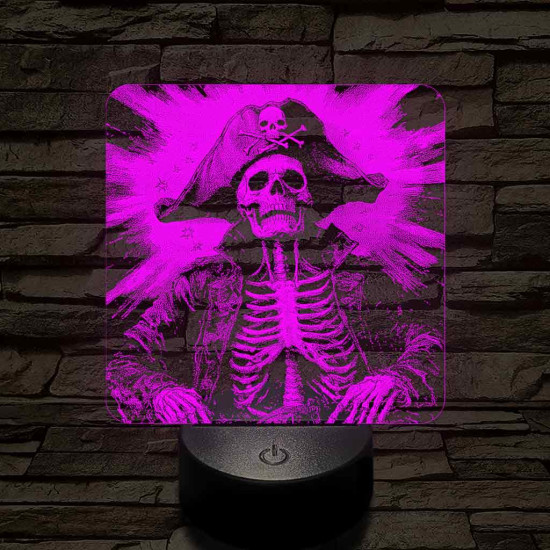 Élőholt kalózkapitány 7 színű valósághű 3D led lámpa