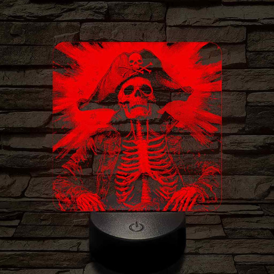 Élőholt kalózkapitány 7 színű valósághű 3D led lámpa