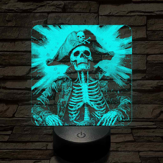 Élőholt kalózkapitány 7 színű valósághű 3D led lámpa