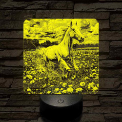 Virágok közt vágtató ló 7 színű valósághű 3D led lámpa