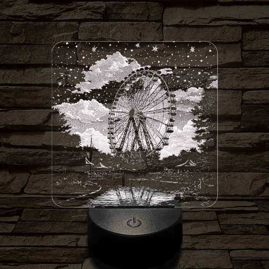 Kivilágított oriáskerék 7 színű valósághű 3D led lámpa