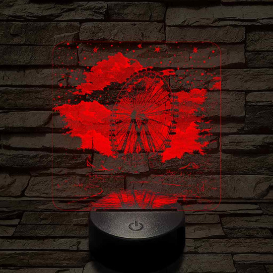 Kivilágított oriáskerék 7 színű valósághű 3D led lámpa