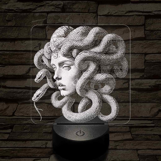 Medusa a Görög mitológiából 7 színű valósághű 3D led lámpa