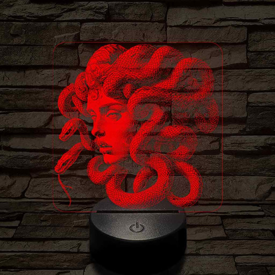 Medusa a Görög mitológiából 7 színű valósághű 3D led lámpa