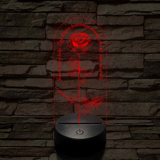 Szerelmes rózsa 7 színű valósághű 3D led lámpa