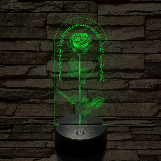 Szerelmes rózsa 7 színű valósághű 3D led lámpa