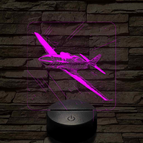 P-51 Mustang vadászgép 7 színű valósághű 3D led lámpa