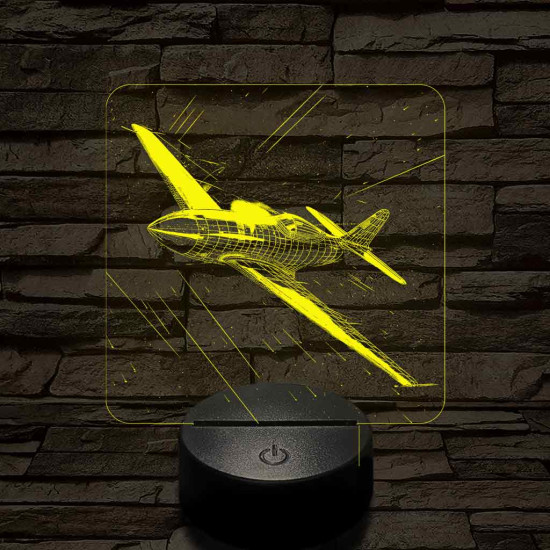 P-51 Mustang vadászgép 7 színű valósághű 3D led lámpa