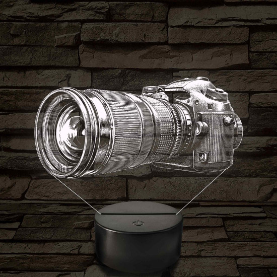 Fényképezőgép grafikás – 7 színű, színváltós LED lámpa