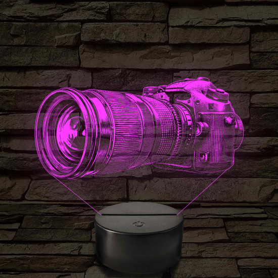 Fényképezőgép grafikás – 7 színű, színváltós LED lámpa