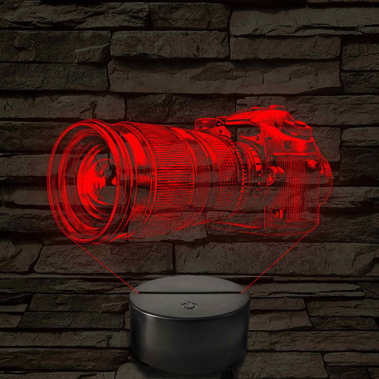 Fényképezőgép grafikás – 7 színű, színváltós LED lámpa