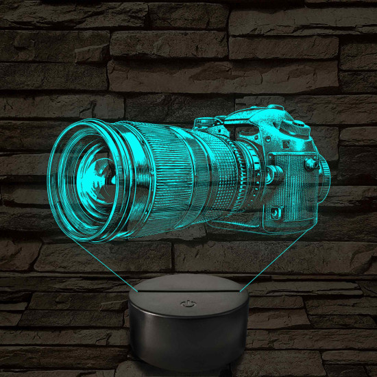 Fényképezőgép grafikás – 7 színű, színváltós LED lámpa