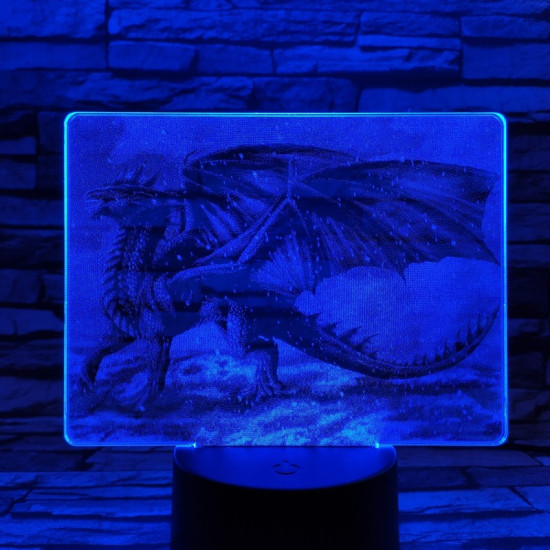Sárkány a hóesésben 7 színű valósághű 3D led lámpa