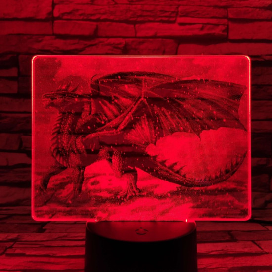 Sárkány a hóesésben 7 színű valósághű 3D led lámpa
