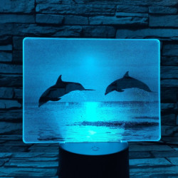 Delfinek a naplementében 7 színű valósághű 3D led lámpa