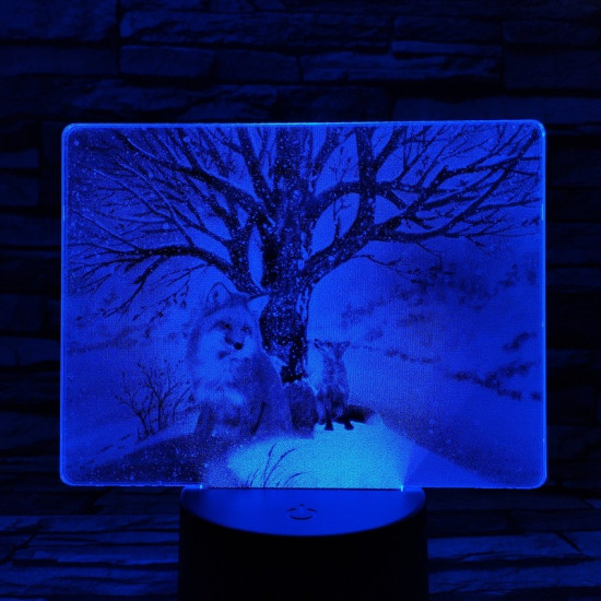 Róka a hóesésben 7 színű valósághű 3D led lámpa