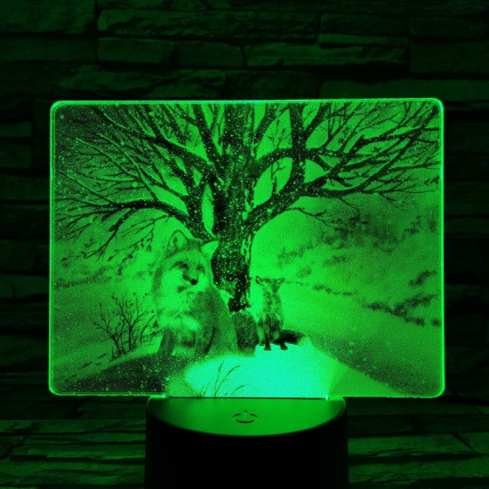 Róka a hóesésben 7 színű valósághű 3D led lámpa