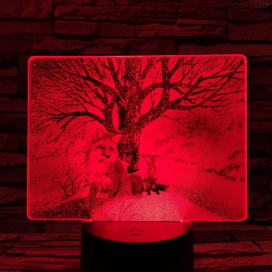 Róka a hóesésben 7 színű valósághű 3D led lámpa