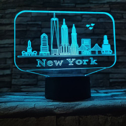 New York város  7 színű 3D led lámpa