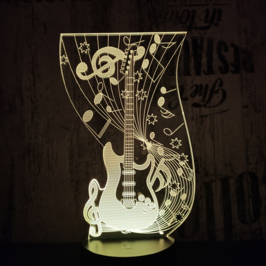 Gitár 2 7 színű 3D led lámpa