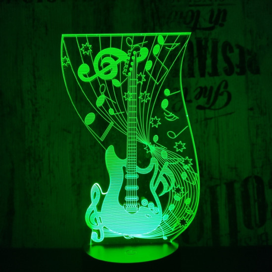Gitár 2 7 színű 3D led lámpa