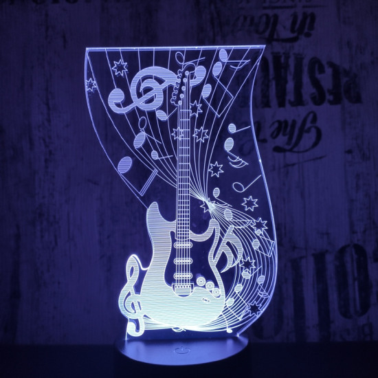 Gitár 2 7 színű 3D led lámpa