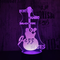 Gitár 3 7 színű 3D led lámpa