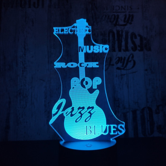 Gitár 3 7 színű 3D led lámpa
