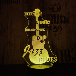 Gitár 3 7 színű 3D led lámpa